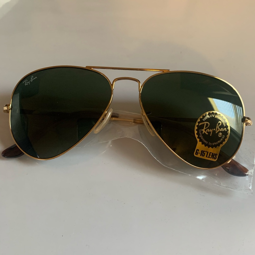 Ray Ban Aviator gold light tortise temple tip NWT